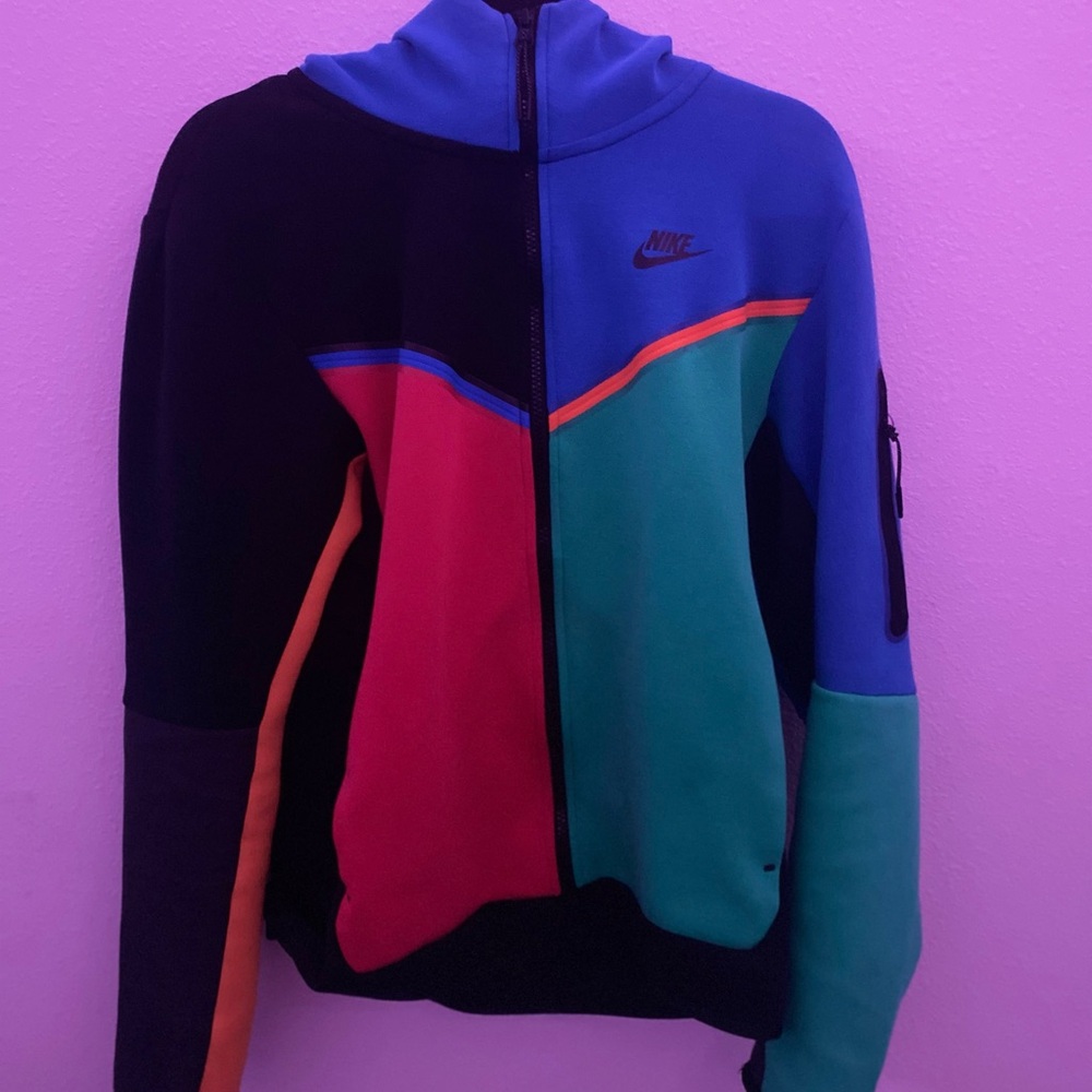 Nike Blue and Black Zip-Up Hoodie